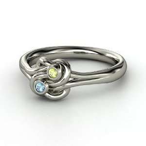   Knot Ring, Sterling Silver Ring with Blue Topaz & Peridot Jewelry