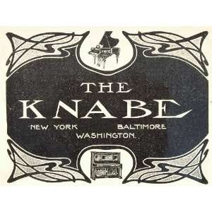  1901 Vintage Print Ad Knabe Upright Piano Art Nouveau 