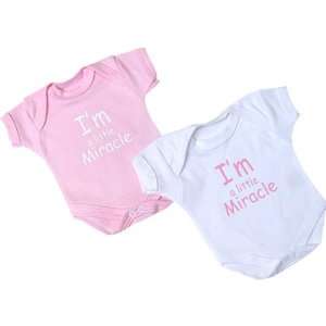   of 2 Bodysuits / Vests 1.5   7.5lb Im a Little Miracle Pink or Blue