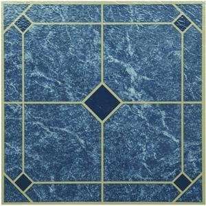  Vinyl Floor Tile, 12 BLUE & GOLD TILE