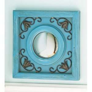   12 Light Blue Antique Style Convex Mirror Wall Decor