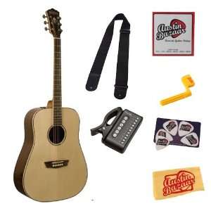  Washburn WD25S Dreadnought Acoustic Guitar Bundle with 