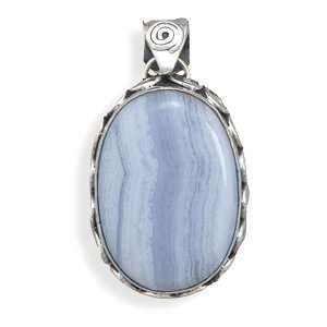  Blue Lace Agate Pendant in Sterling Silver West Coast 
