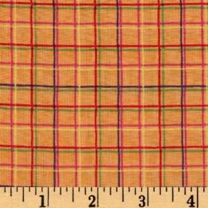  44 Wide Good Vibrations Whimsical Plaid Orange Fabric By 