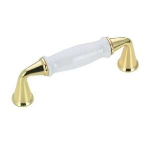 Richelieu Metal, Ceramic Handle Pull 3 25/32 in Brass, White [ 1 Bag ]